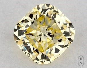 This cushion modified cut 0.37 carat Fancy Yellow color si1 clarity has a diamond grading report from GIA